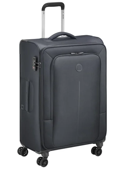 DELSEY Paris Caracas 71 Cm 4-Double Wheeled Softcase Expandable Check-In Luggage Trolley Case - Black